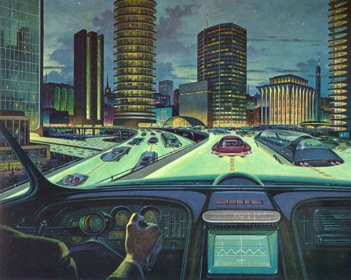 How RCA Transistors Will Run Your “Electronic” Car of Tomorrow. 1964 ad with art by Arth