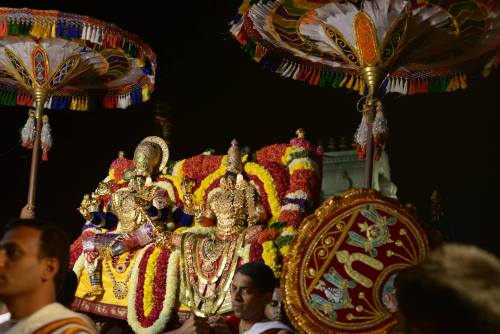 arjuna-vallabha:Sri Vishnu and Lakshmi, temple procession at Vaikuntha Ekadashi 11/01/2014, ISKCON B