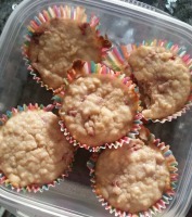 cakestales:  stevita:  The roommate has been bitching about how I never make anything “healthy,” so I made strawberry oatmeal “muffins.”  They’re basically just my regular cupcakes, but with oats.  And I put on a skimpy outfit and made some