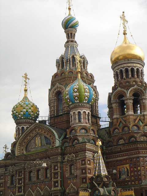 Domes of the Church On The Spilled Blood in St. Petersburg, Russia (by Ashley R. Good).