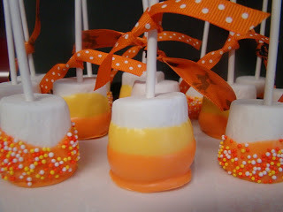 hauntingseason:  Candy Corn Milkshake Pumpkin Cupcakes Chocolate Dipped Marshmellows
