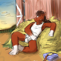 Blake takin a nap on some hay.  Quick sketch/paint