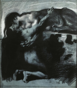 scribe4haxan:Franz von Stuck, Kiss of the Spinx c.1895