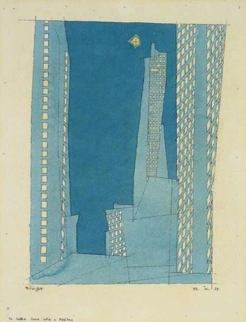 Lyonel Feininger, Blue Skyscrapers, 1937more