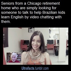 ultrafacts:    A group of Brazilian students were eager to practice their English skills with native speakers of the language. Meanwhile in Chicago, retirement home residents were simply looking for someone to talk to.Two problems, one solution: pair