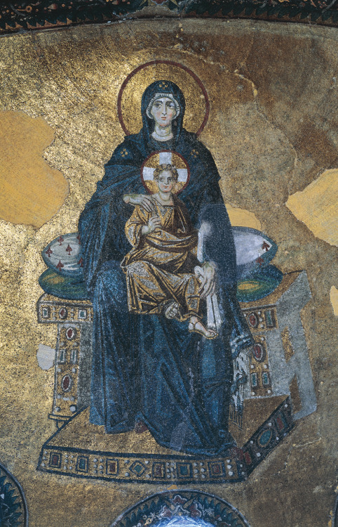 Virgin (Theotokos) and Child enthroned, apse mosaic, Hagia Sophia, Constantinople (Istanbul), Turkey
