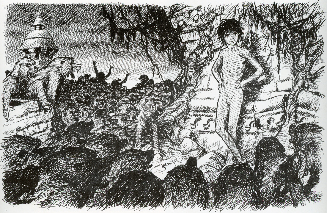 Mowgli, illustration pour “Le livre de la Jungle”, de Rudyard Kipling.