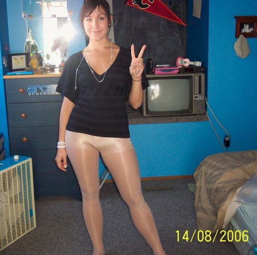 Lovely wife in nude control top pantyhose.Woman in pantyhose