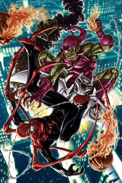 comicsforever:  Superior Spider-Man Vs The Green Goblin // artwork by Mark Brooks (2013)