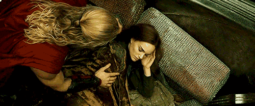beheworthy:Jane/Thor + that thing he does, always touching and caressing her head