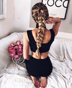 Hypnotic-Hairstyles:  Ashley Knelt Happily, Letting Tasha Do Her Long Blonde Hair