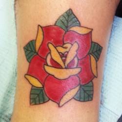 Traditional rose on Carlos.  #ink #traditionaltattoorose