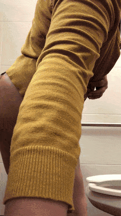 pawgworship2:  Playing in the work bathroom to pass time until I’m finally off for the weekend!