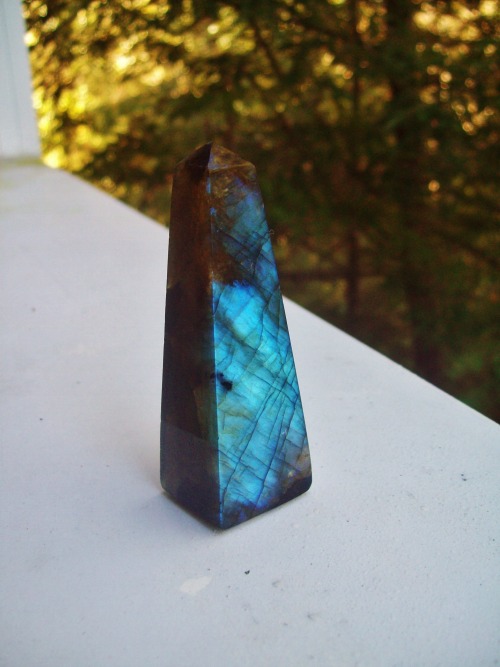 the-constant-flow:  i just had to show off my new buy. this labradorite tower was calling me. and it is such a power source! i cant wait to let it get acquainted with my other babies at home!  
