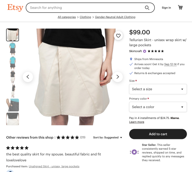 Tellurian wrap skirt on etsy.com