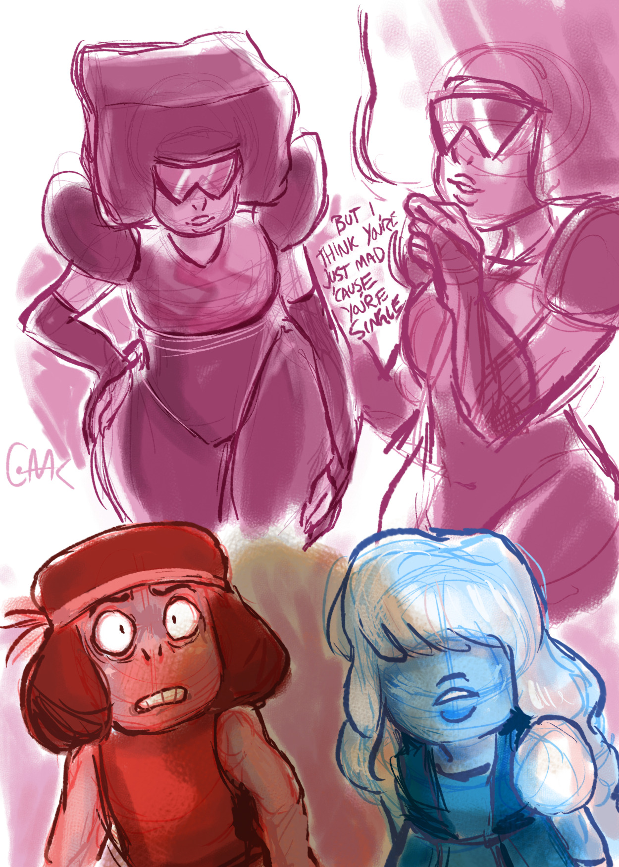 ghostfiish:some doodles of garnet, one of my favorite gems… er, make that two