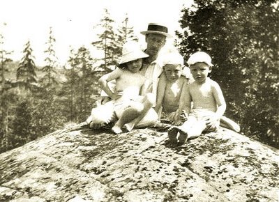 Igor Stravinsky with his children Milene, Soulima, and Theodore. Clarens, Switzerland c. 1913.