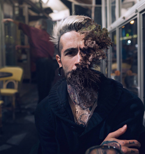 sixtineparis:  littlelimpstiff14u2:   		 			  				 					  	 		Cal Redback’s Unsettling Photographs of People Fused with NatureFor his latest series, French photographer and digital artist Cal Redback  has created slightly unsettling portraits of people