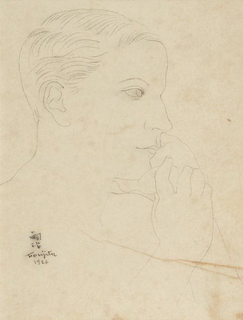 Léonard Tsuguharu Foujita (1886-1968)Portrait - ink on paper, 1926Private collection, Buenos 