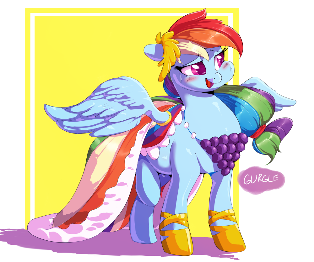 Commission for Graphene of Dash getting a bit too big for her gala dress