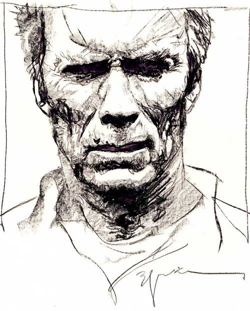 bear1na:  Clint Eastwood by Bill Sienkiewicz *