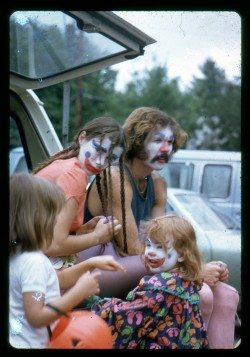 lostslideshows:“Clown Family” Slide Labeled “Halloween 1973”
