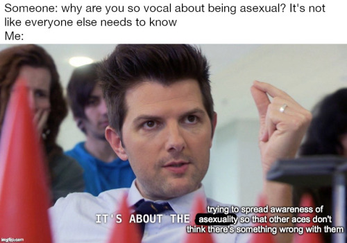 raavenb2619:[ID: At the top, text reads “Someone: why are you so vocal about being asexual? It’s not