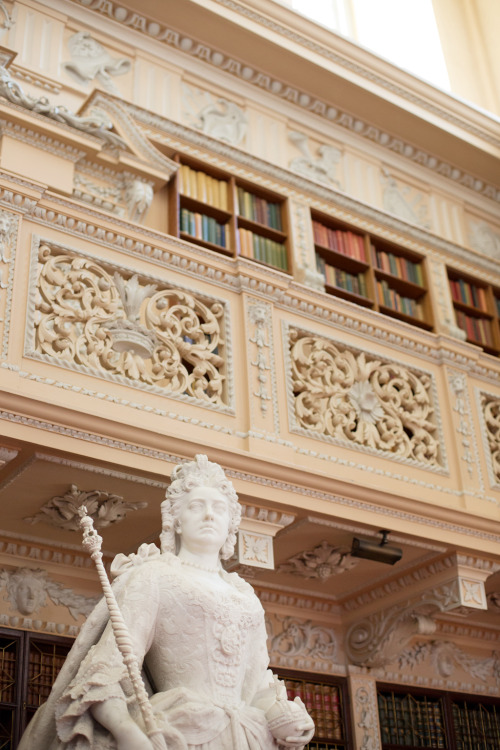 A room of superlatives, the Long Library runs the length of the west front of Blenheim Palace and is