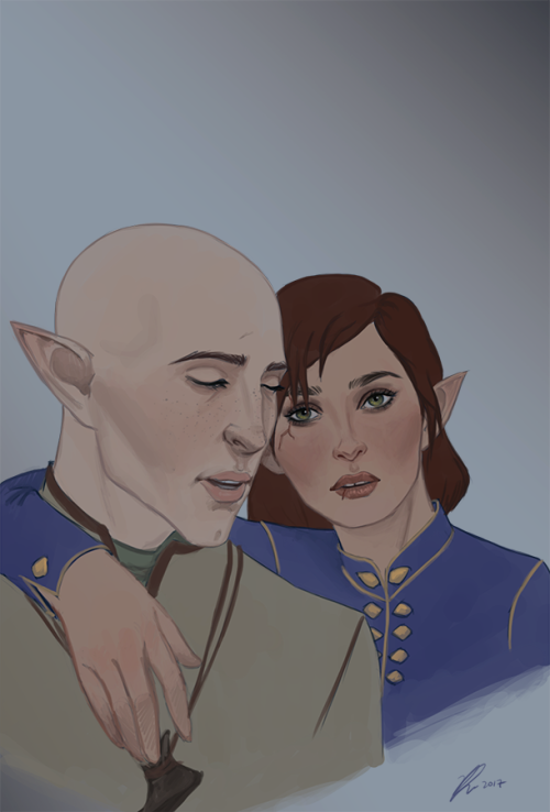 Sketch commission I did for the lovely @funkypoacher of her OC Ori with Solas :DThanks for commissio