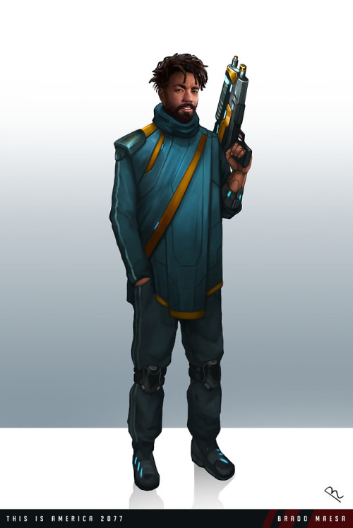 This is America 2077 by Bradd MaesaDonald Glover as a Cyberpunk 2077 inspired character.