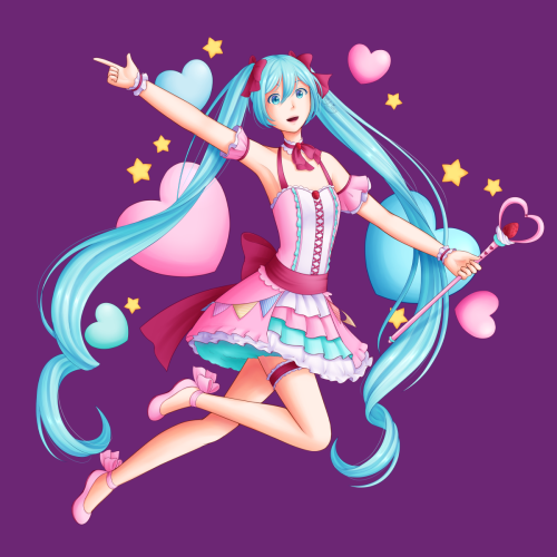  This is my design for Miku’s birthday fanforge, hosted by @forfansbyfans!I made her a sweet t