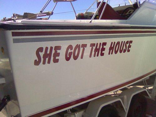 tastefullyoffensive:  Clever Boat Names [via]Previously: Unfortunate Sign Burn Outs