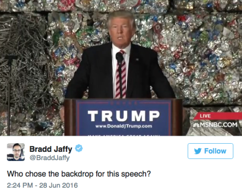 yobaba2point0: micdotcom: Trump gave a speech in front of a pile of garbage Donald Trump may have ho