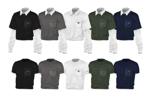 rona-sims:[RONA] ﻿PRADA Nylon Pocket T-Shirt SetTS4New mesh5 SwatchesHQ Compatible[T.O.U]​Do not re-