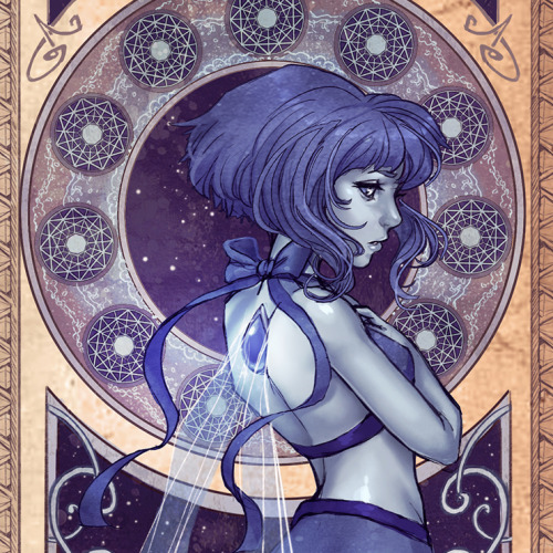 dreamerwhit:  Finished my Steven Universe piece!Inspired by Alphonse Mucha’s art nouveau style :)full view: http://fav.me/d9tkfmi 