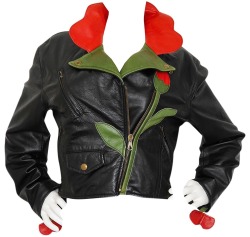 tapireye-deactivated20220708:Vintage Moschino Fall 1989 Leather Jacket with Floral Appliqué Details