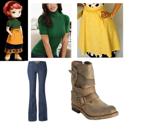 “For Natalie’s super cute outfit you should get a green short sleeve turtleneck, a yello