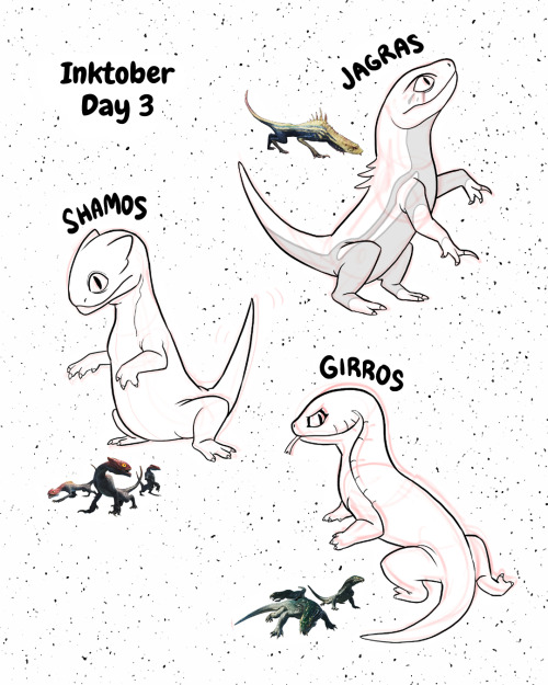 Inktober - Day 3Monster Hunter Babies - Jagras, Shamos, Girros!They look like regular lizards here..