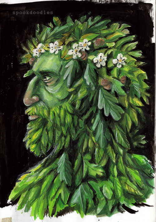 spookdoodles:Green Man painting from my folk horror sketchbook.@cedrwydden