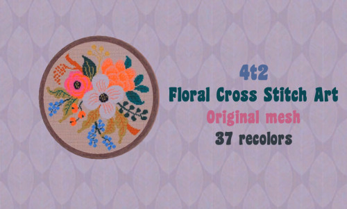 neosimi:4t2 Floral Cross Stitch Art decorate your sims’ homes with some cute floral cross stit