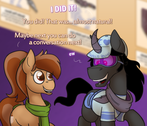ask-king-sombra:  LET’S GET READY TO LEEEARNNN((Featuring ask-ickle-muse‘s Flugeltoot and askopalescentpearl!))  I’m surprised he didn’t crack up at hearing the name for the “fannypack”. <w<