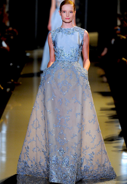 What the Lady of House Arryn might wear in the Eyrie. Spring 2013 Couture, Elie Saab. 