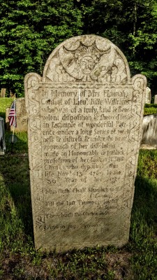 swforester:  The gravestone of “Mrs Hannah.”  “Under the near approach of her dissolution, made an honorable and publick profession of her faith in Jesus Christ! Who departed this life Nov 13th, 1789, aged 39.” For a gravestone that’s over