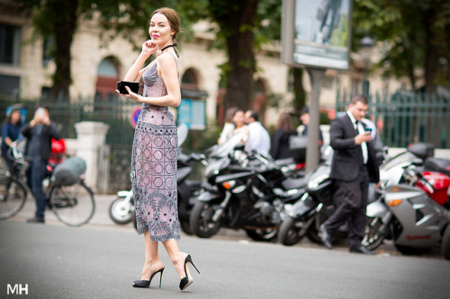 ulyanastreetgame:Ulyana Sergeenko attending the Jean Paul Gaultier Fall 2015 Couture show during Par