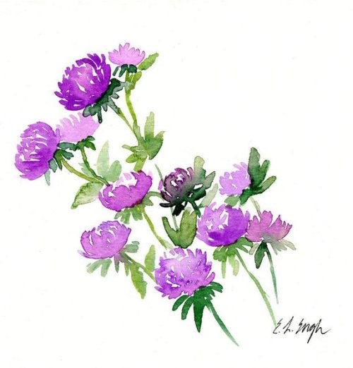 Purple Watercolor Flowers //EliseEnghWatercolors