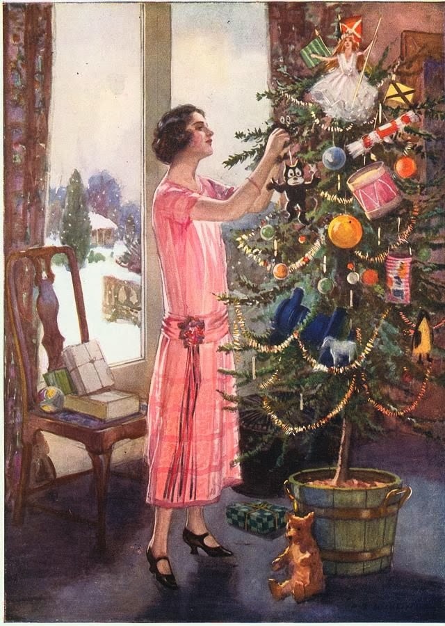 maudelynn:  Lovely early 1920s Christmas illustration  via omela-design.blogspot.com