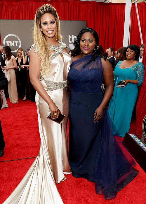 ikonicgif:Laverne Cox and Danielle Brooks attend the 21st Annual Screen Actors Guild Awards