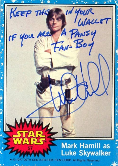 martyrized:  wookieekisses:  jady2007:  https://www.facebook.com/itsmarkhamillMark Hamill autographs  Mark Hamill is awesome  Mark Hamill is a gift. 