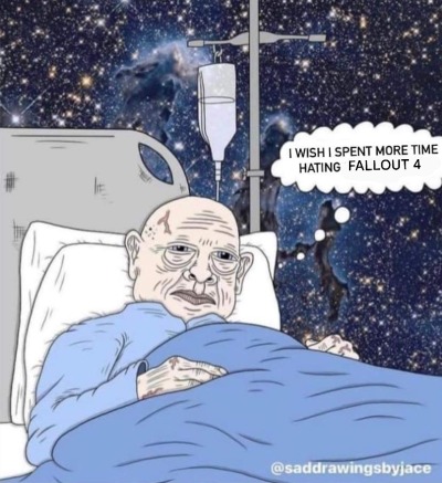 sunset-casspirilla:drag-on-dra-goon:dyatlovpassingprivilege:dyatlovpassingprivilege:i can’t keep getting mad at fallout 4 it’s been 7 years they did it. so… WRONG!!!!!!!Literally me