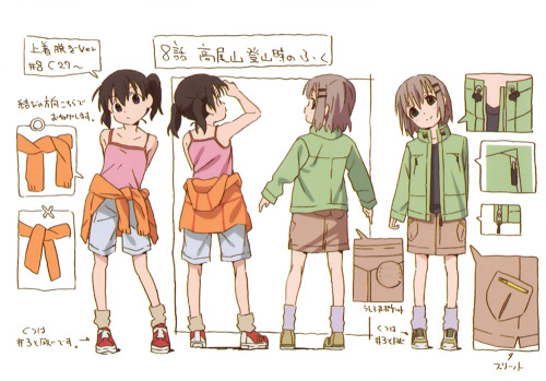 artbooksnat:  Yama no Susume (ヤマノススメ) character designs by Yuusuke Matsuo.